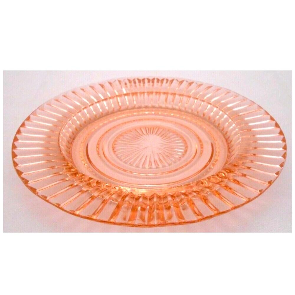 Pink Queen Mary Hocking Depression Glass Ribbed Bread Plate  6" Vintage
